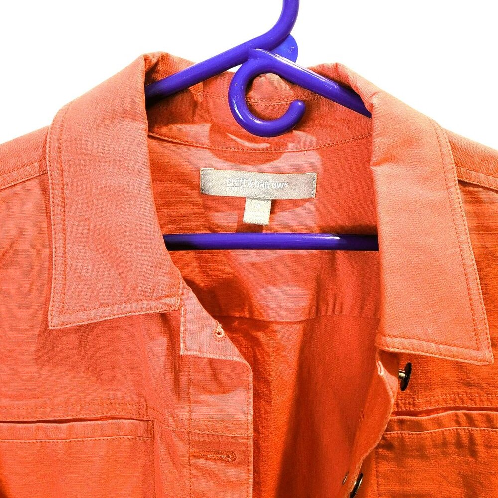 Peach Denim Jacket Croft and Barrow Womens Cotton Button-Up Jacket Size 14 JH687 - Picture 4 of 4